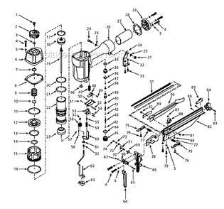 Page A Diagram and Parts List for NB006401  Campbell Hausfeld Nailer
